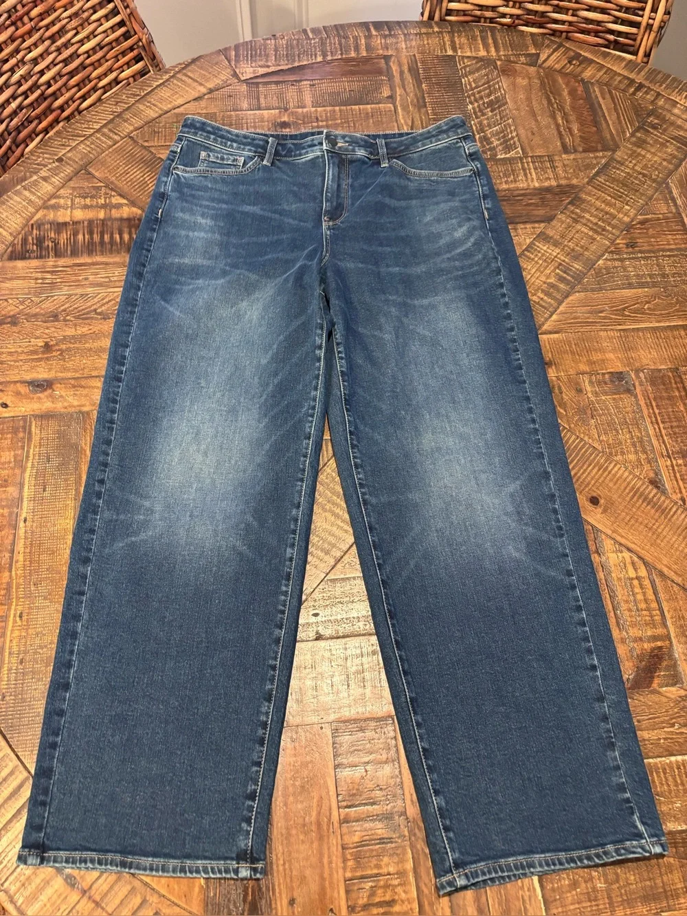 NYDJ JEMMA BARREL JEAN SIZE 12 MID WASH GREAT CONDITION